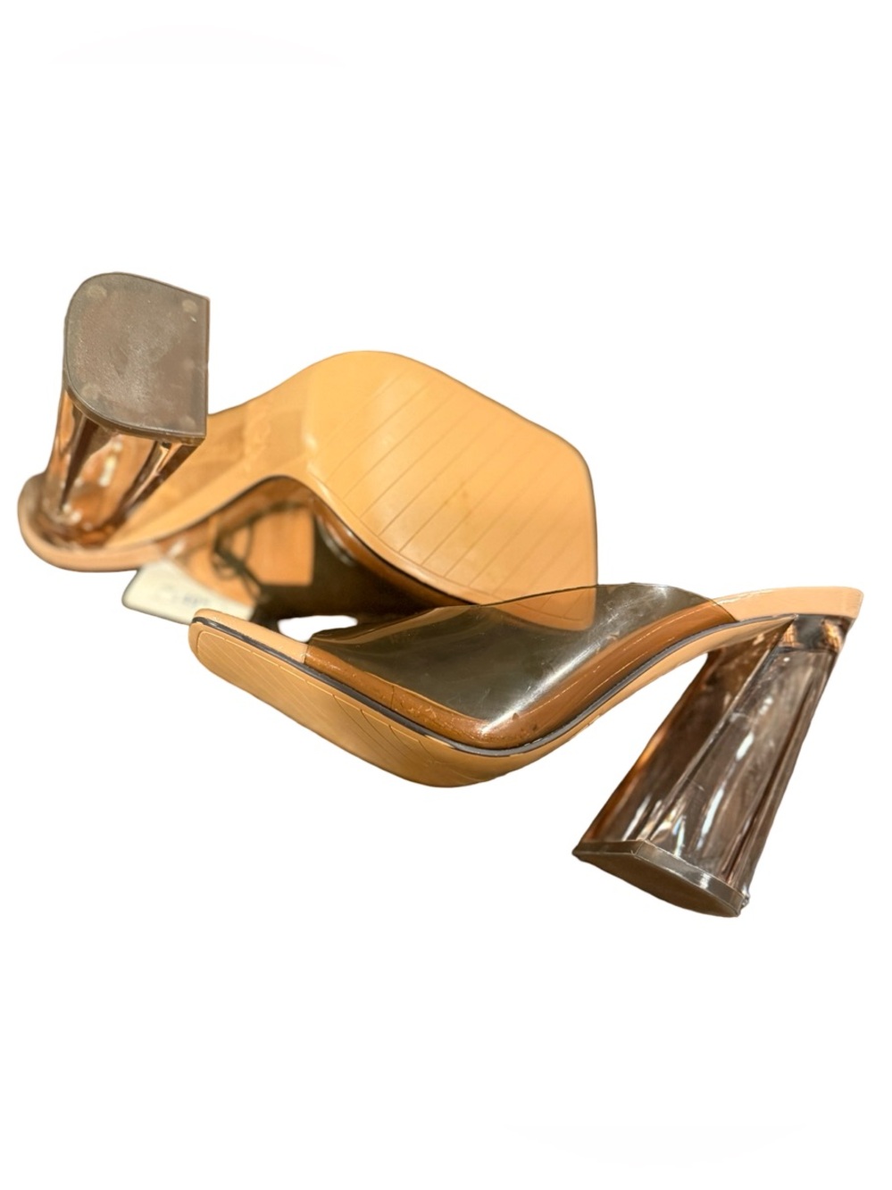ZARA Nude Patent & Clear PVC Block Heel Mules - Picture 11 of 16